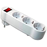 Los mejores  - Adaptador Plano con Interruptor y Tres enchufes schuko